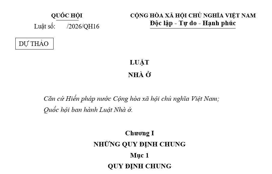 Dự thảo Luật Nhà ở 2026 (bản mới nhất ngày 11/7/2026)