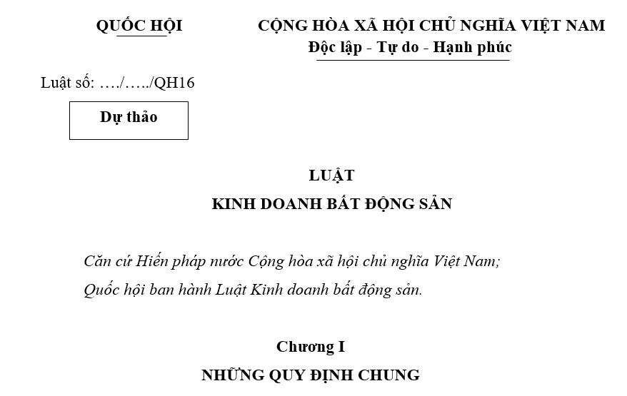 Dự thảo Luật Kinh doanh bất động sản 2026 (bản ngày 10/7/2026)