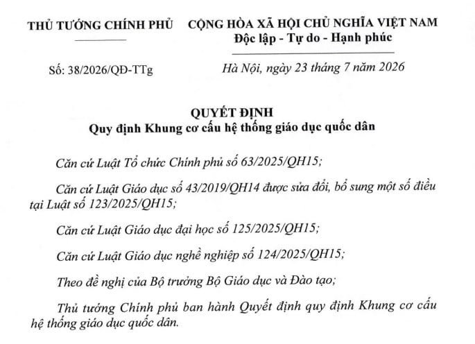 Quy định Khung cơ cấu hệ thống giáo dục quốc dân từ ngày 07/9/2026