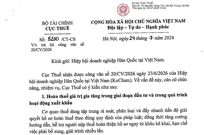 Công văn 5200: Cục Thuế giải đáp 06 nội dung về thuế (hoàn thuế GTGT, tiền thuê đất, APA)