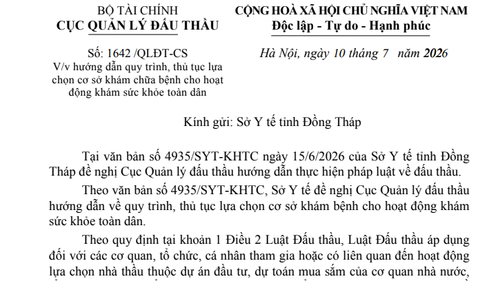 Công văn 1642/QLĐT-CS: Cơ sở khám bệnh cho hoạt động khám sức khỏe toàn dân được chọn lựa như thế nào?