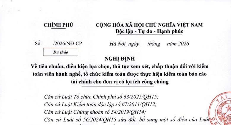 Dự thảo Nghị định tiêu chuẩn xem xét với kiểm toán viên hành nghề thực hiện kiểm toán báo cáo tài chính cho đơn vị có lợi ích công chúng ra sao?