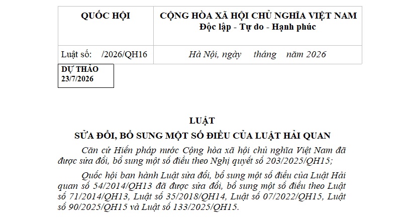 Dự thảo Luật sửa đổi Luật Hải quan (bản dự thảo lần 2) như thế nào?
