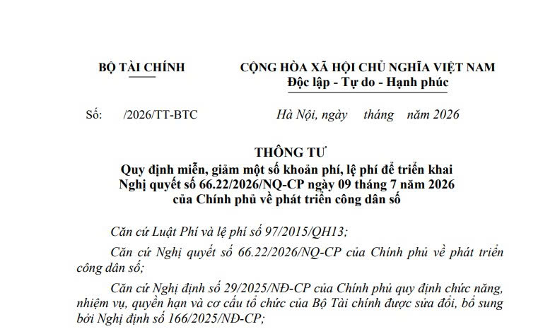 Dự thảo Thông tư giảm lệ phí trước bạ theo Nghị quyết 66.22 về phát triển công dân số ra sao?