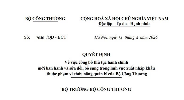 Quyết định 2040/QĐ-BCT sửa 16 thủ tục về xuất nhập khẩu thế nào? 