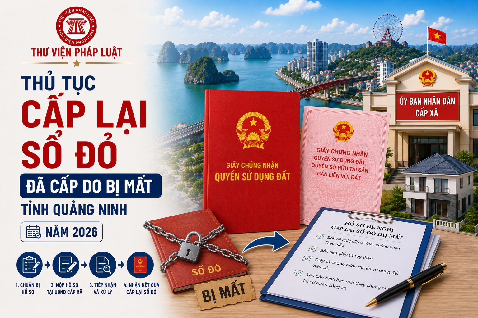 Thủ tục cấp lại Sổ đỏ đã cấp do bị mất tỉnh Quảng Ninh năm 2026 ra sao?