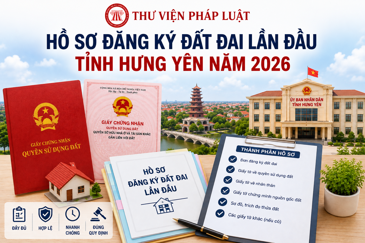 Hồ sơ đăng ký đất đai lần đầu tỉnh Hưng Yên năm 2026 gồm những gì?