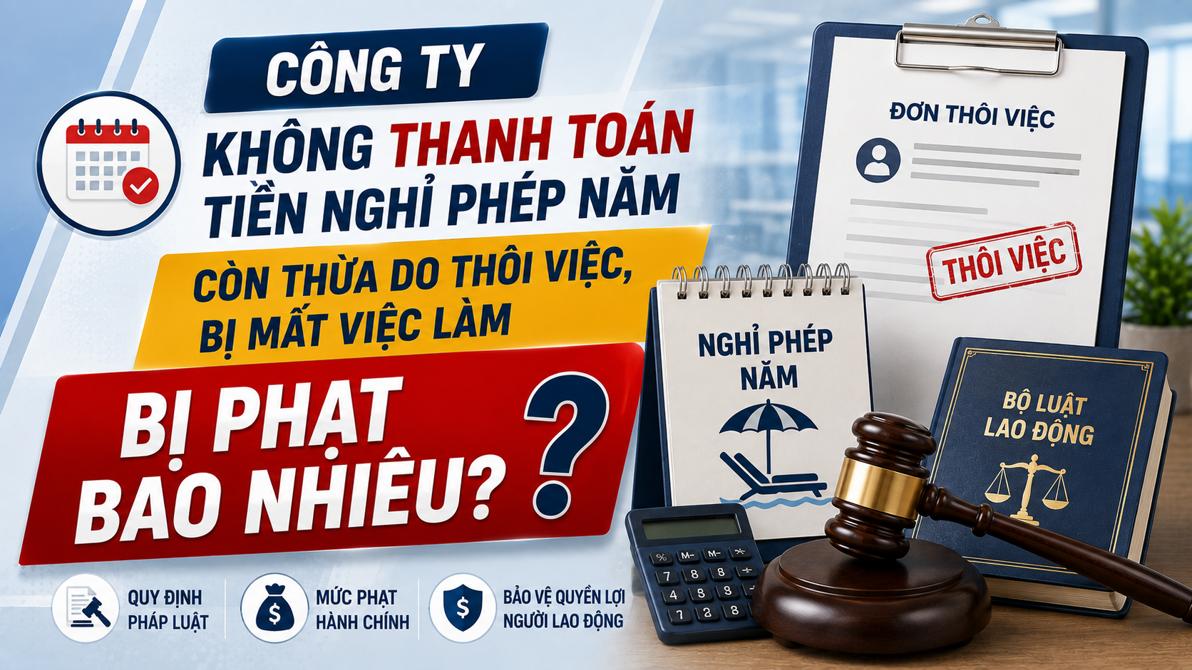 Theo quy định nếu công ty không thanh toán tiền nghỉ phép năm còn thừa do thôi việc, bị mất việc làm thì có thể bị phạt hành chính bao nhiêu?