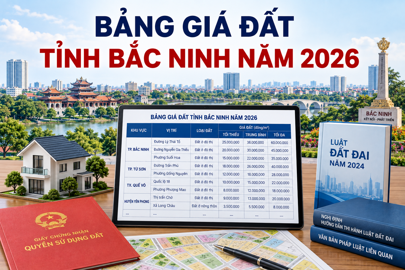 Bảng giá đất tỉnh Bắc Ninh năm 2026 chi tiết thế nào?