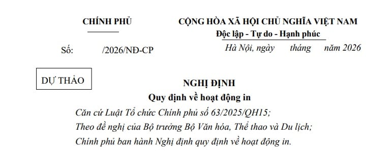 Dự thảo Nghị định quy định về hoạt động in có những nội dung gì?