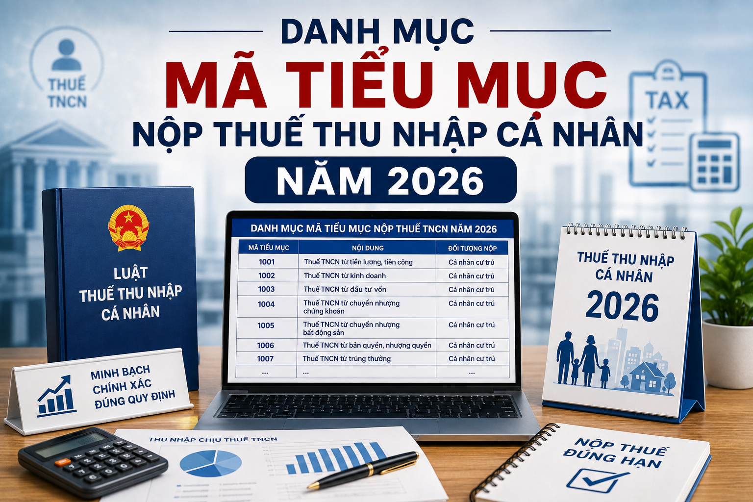 Danh mục mã tiểu mục nộp thuế thu nhập cá nhân năm 2026 (Mục 1000) như thế nào?