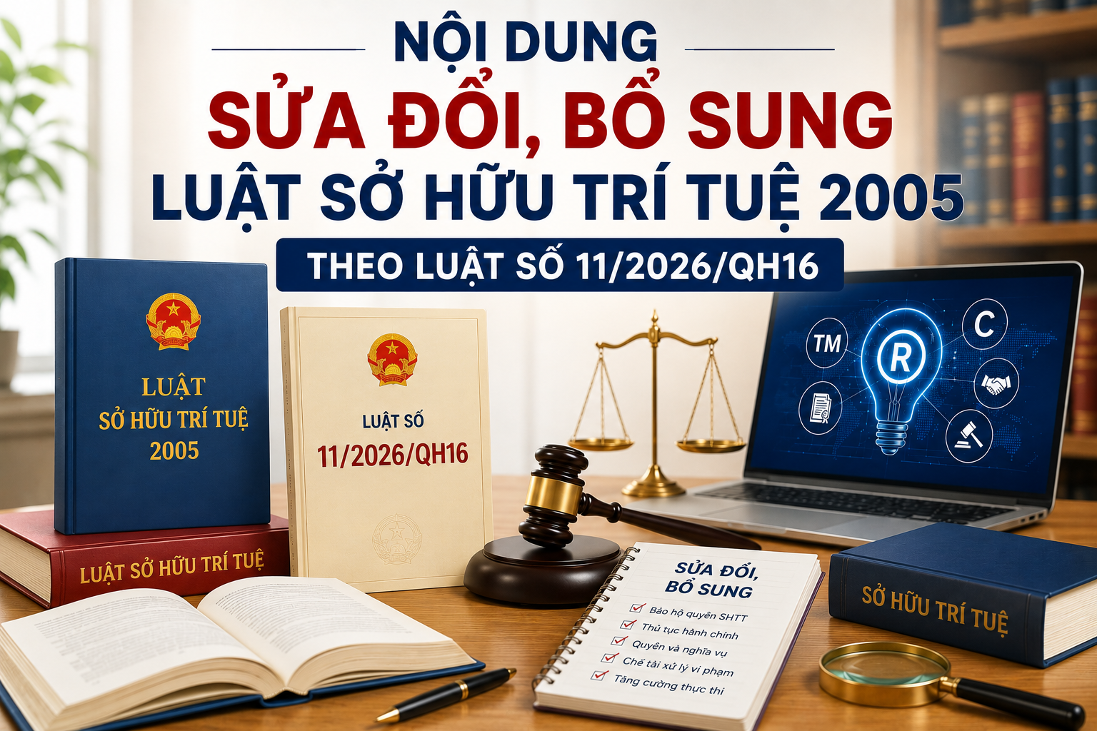 Luật số 11/2026/QH16 sửa đổi Luật Sở hữu trí tuệ 2005 như thế nào?