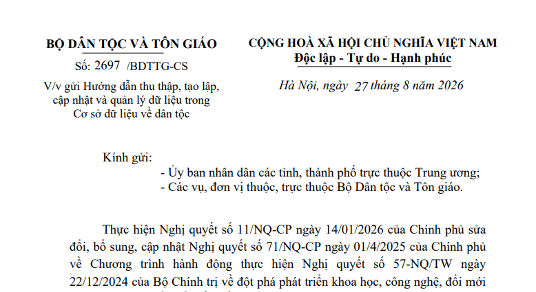 Cán bộ công chức thực hiện thu thập, cập nhật Cơ sở dữ liệu về dân tộc như thế nào? 