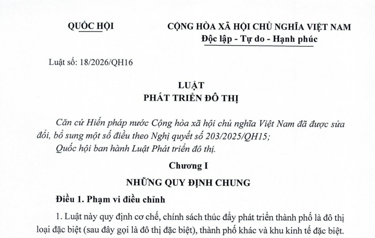 Luật Phát triển đô thị 2026 (Luật số 18/2026/QH16) có nội dung gì?