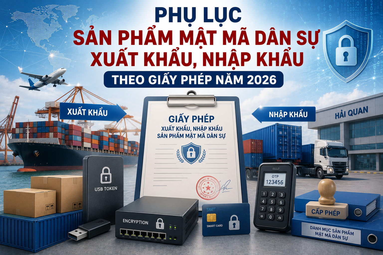 Phụ lục sản phẩm mật mã dân sự xuất khẩu, nhập khẩu theo giấy phép ra sao?