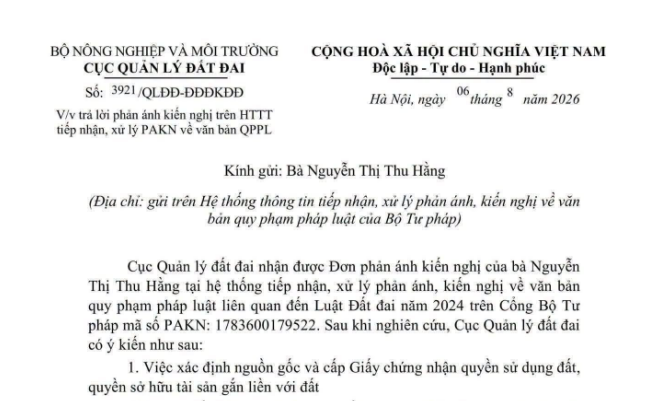 Công văn 3921/QLĐĐ-ĐĐĐKĐĐ hướng dẫn xác định nguồn gốc đất và cấp sổ đỏ