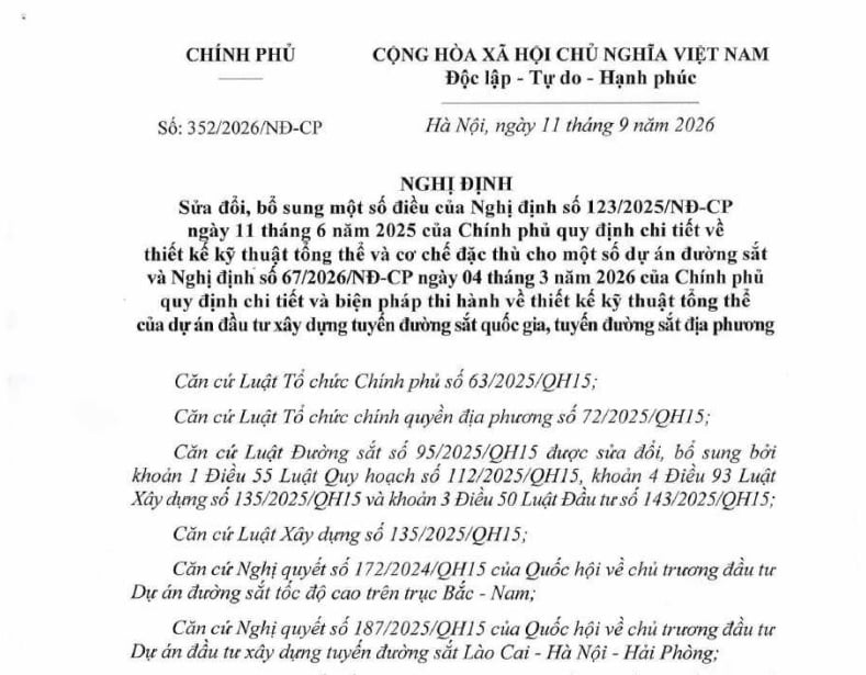 Nghị định 352/2026/NĐ-CP sửa đổi Nghị định 123 về cơ chế đặc thù cho dự án đường sắt ra sao?