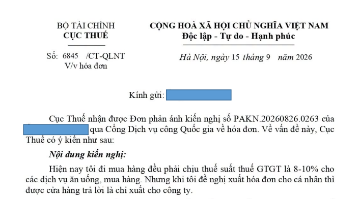 Công văn 6845/CT-QLNT hướng dẫn về xuất hóa đơn