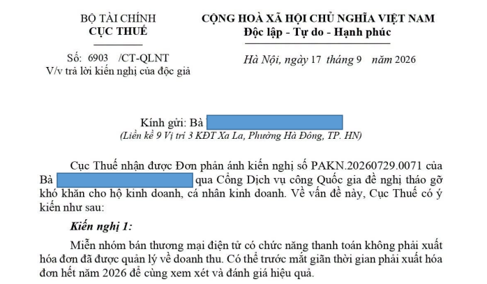 Công văn 6903/CT-QLNT tháo gỡ khó khăn cho hộ kinh doanh cá nhân kinh doanh