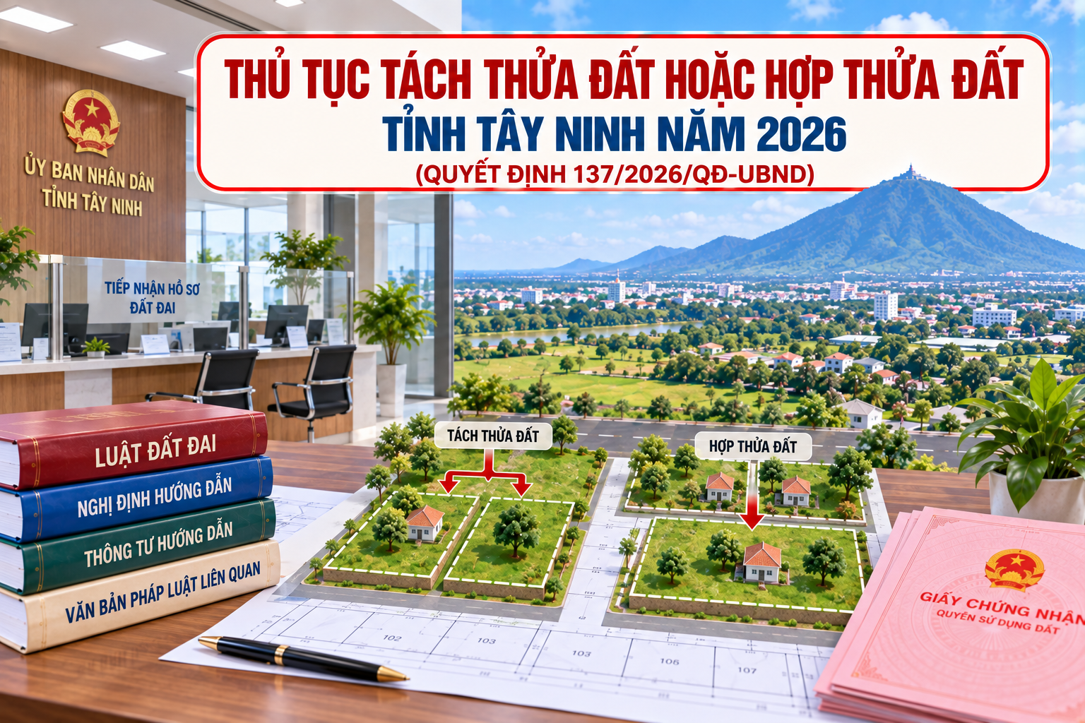 Thủ tục tách thửa đất hoặc hợp thửa đất tỉnh Tây Ninh năm 2026 thế nào?