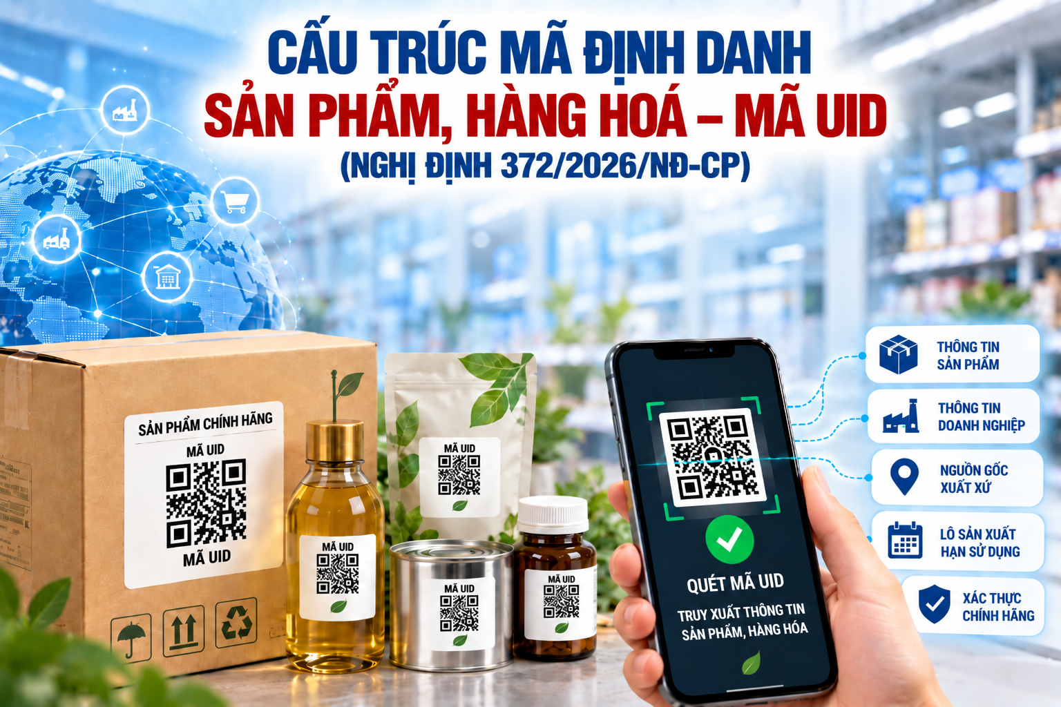 Cấu trúc mã định danh sản phẩm hàng hoá (mã UID) theo Nghị định 372/2026/NĐ-CP thế nào?