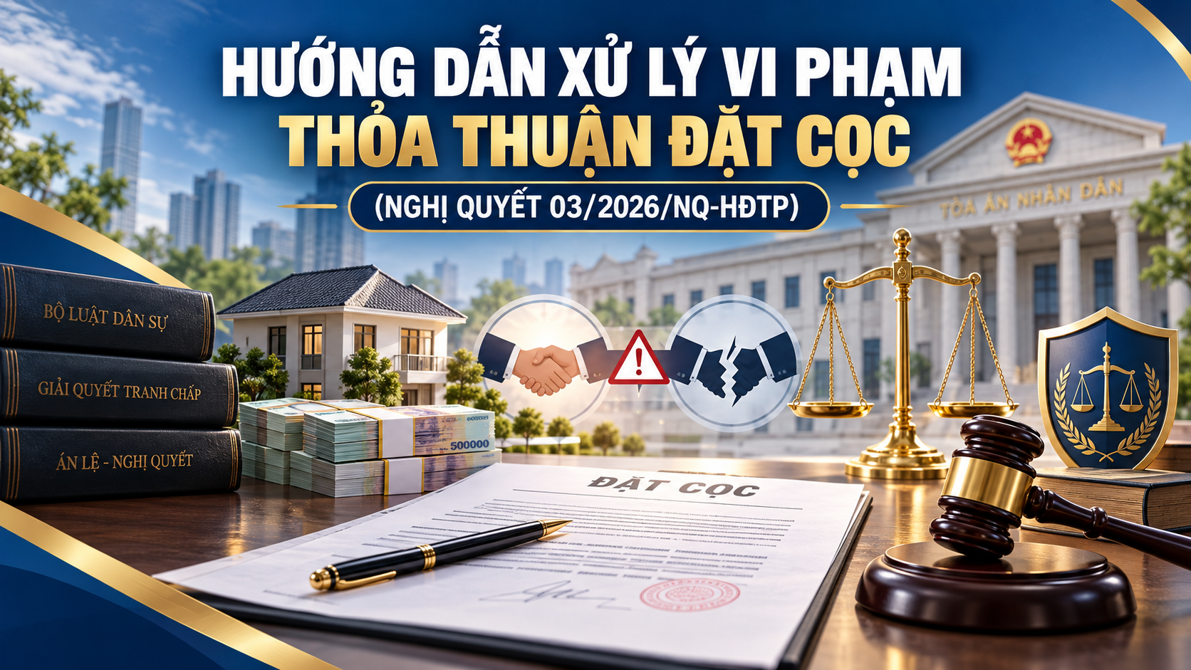 Hướng dẫn xử lý vi phạm thỏa thuận đặt cọc theo Nghị quyết 03/2026/NQ-HĐTP ra sao?