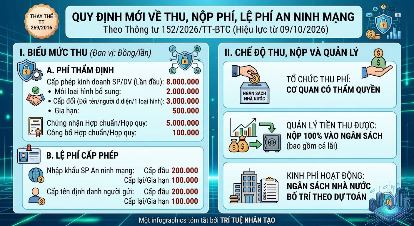 Infograpphic - Quy định mới về thu, nộp phí, lệ phí an ninh mạng (TBTCO)