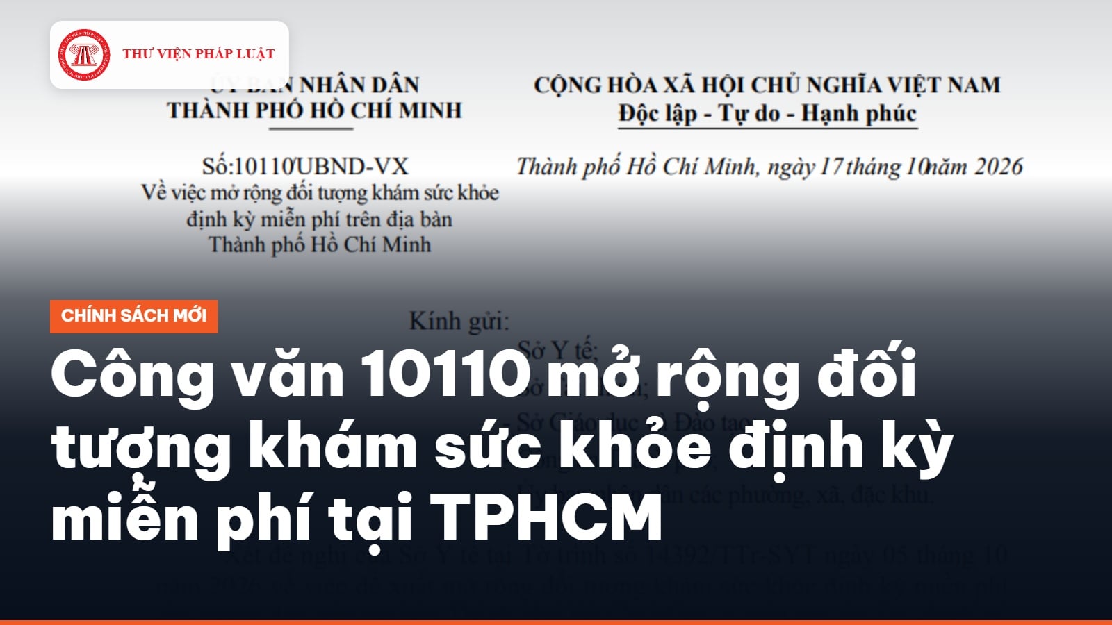 Công văn 10110 mở rộng đối tượng khám sức khỏe định kỳ miễn phí tại TPHCM