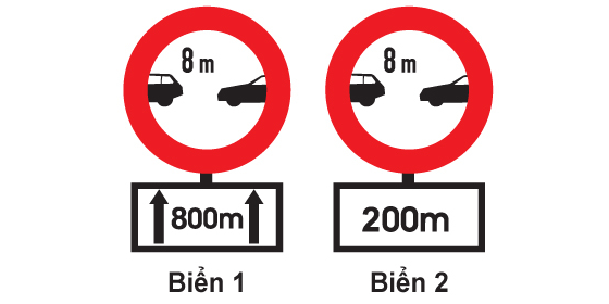 Biển nào báo hiệu khoảng cách thực tế từ nơi đặt biển đến nơi cần cự ly tối thiểu giữa hai xe?